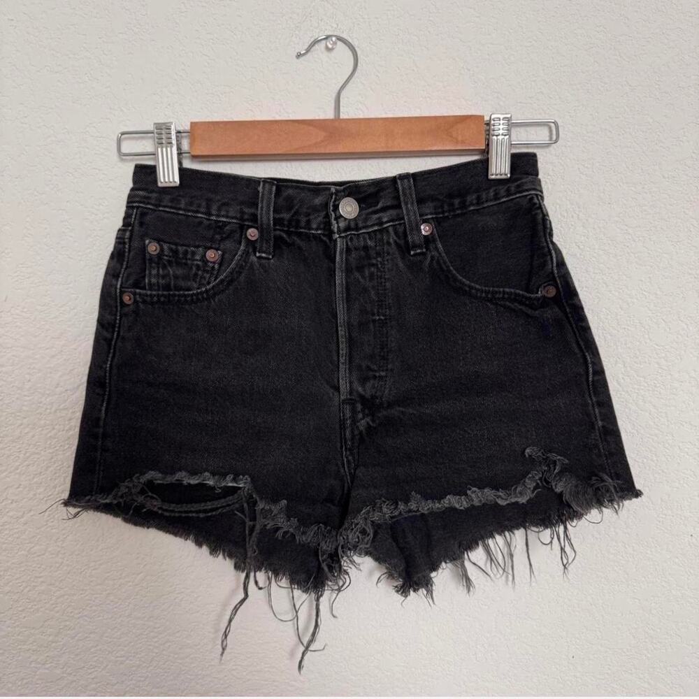 levi’s premium 501 black cutoff shorts — size W23